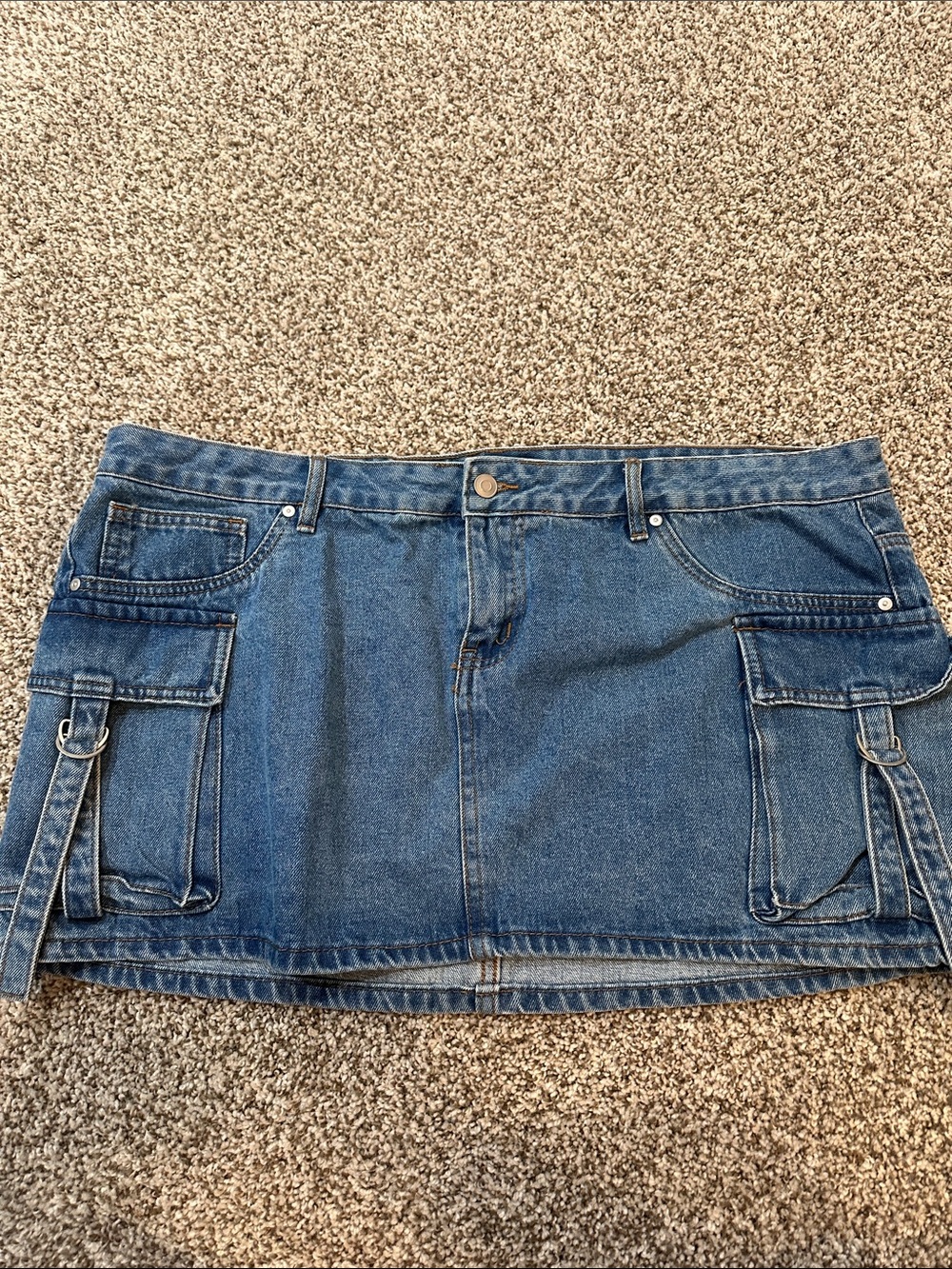 Fashion Nova Blue Denim Cargo Mini Skirt